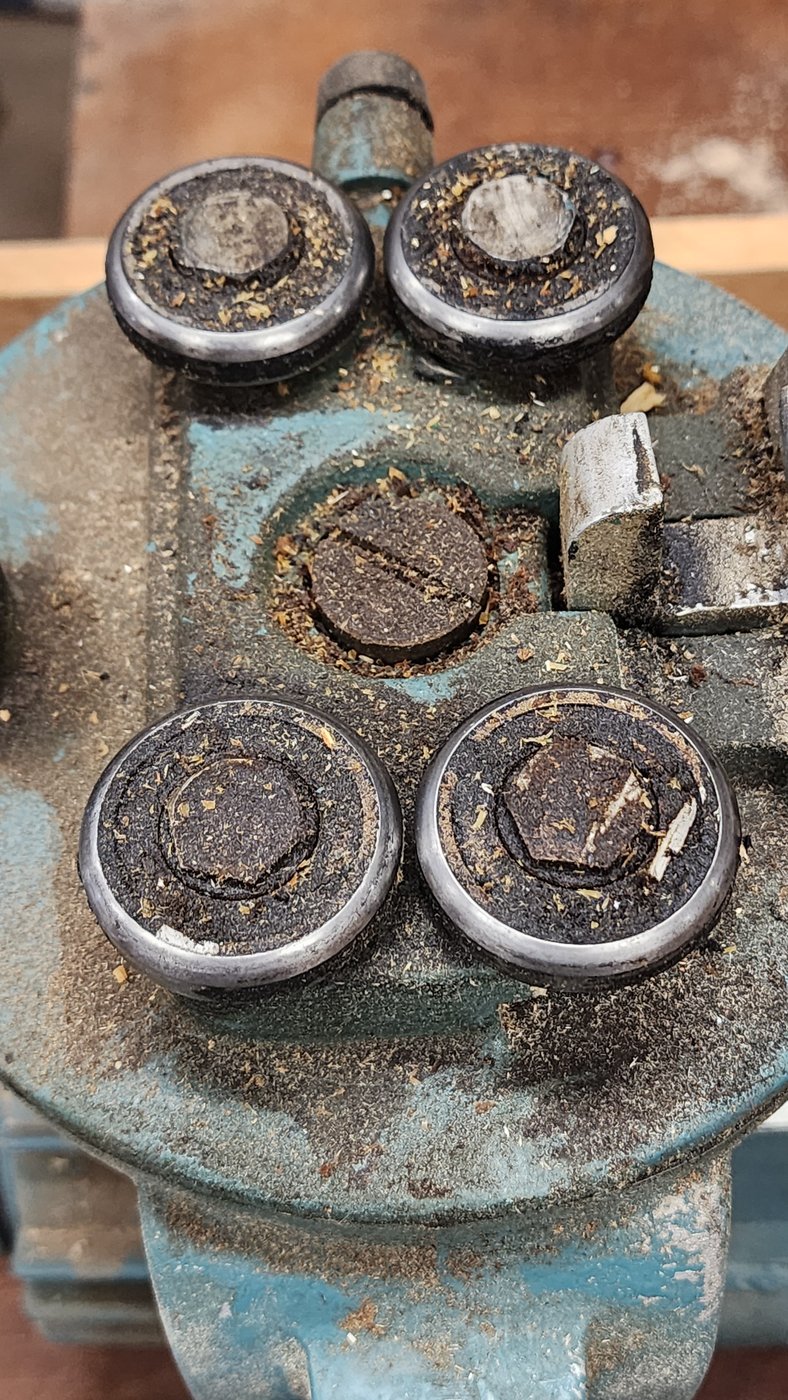 Worn bearings before replacement