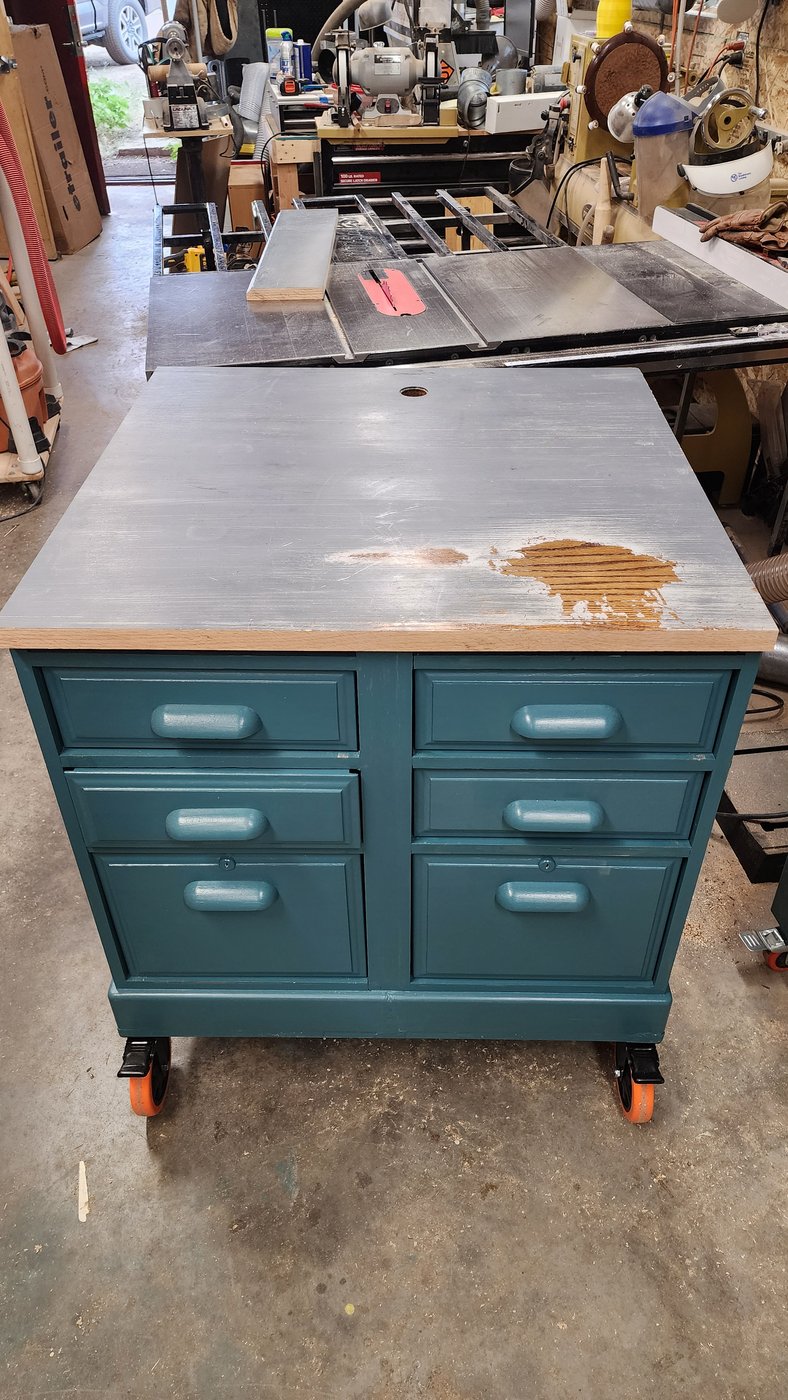 Cabinet top built from an old desk