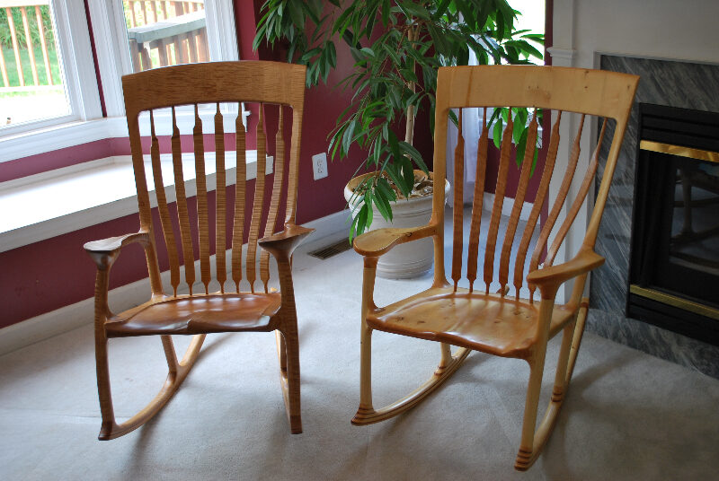 Handmade rocking chair in the workshop