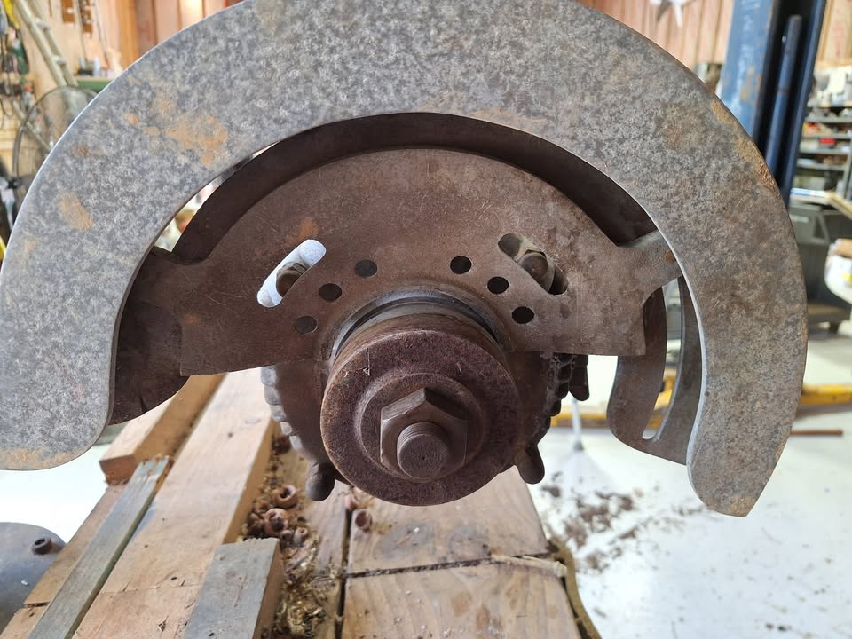 Close-up of the blade guard and motor assembly, front view